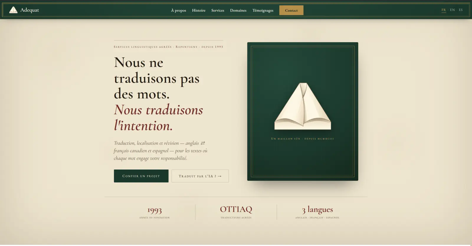 Page d'accueil du site Adequat