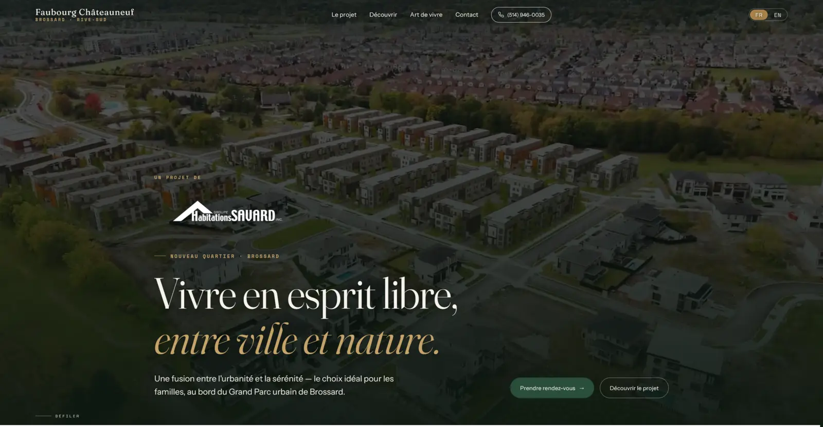 Page d'accueil du site Faubourg Châteauneuf